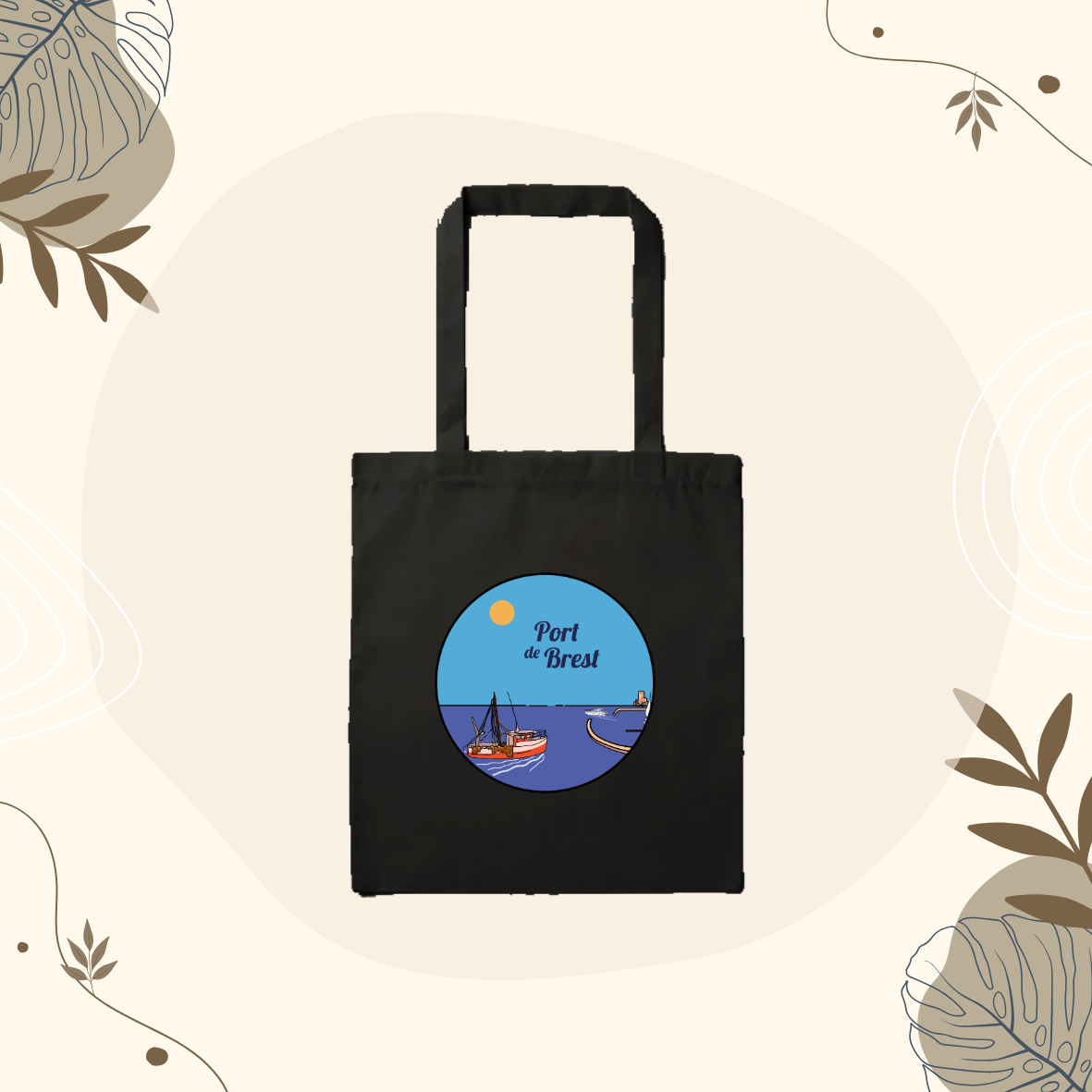 Tote Bag noir Port de Brest