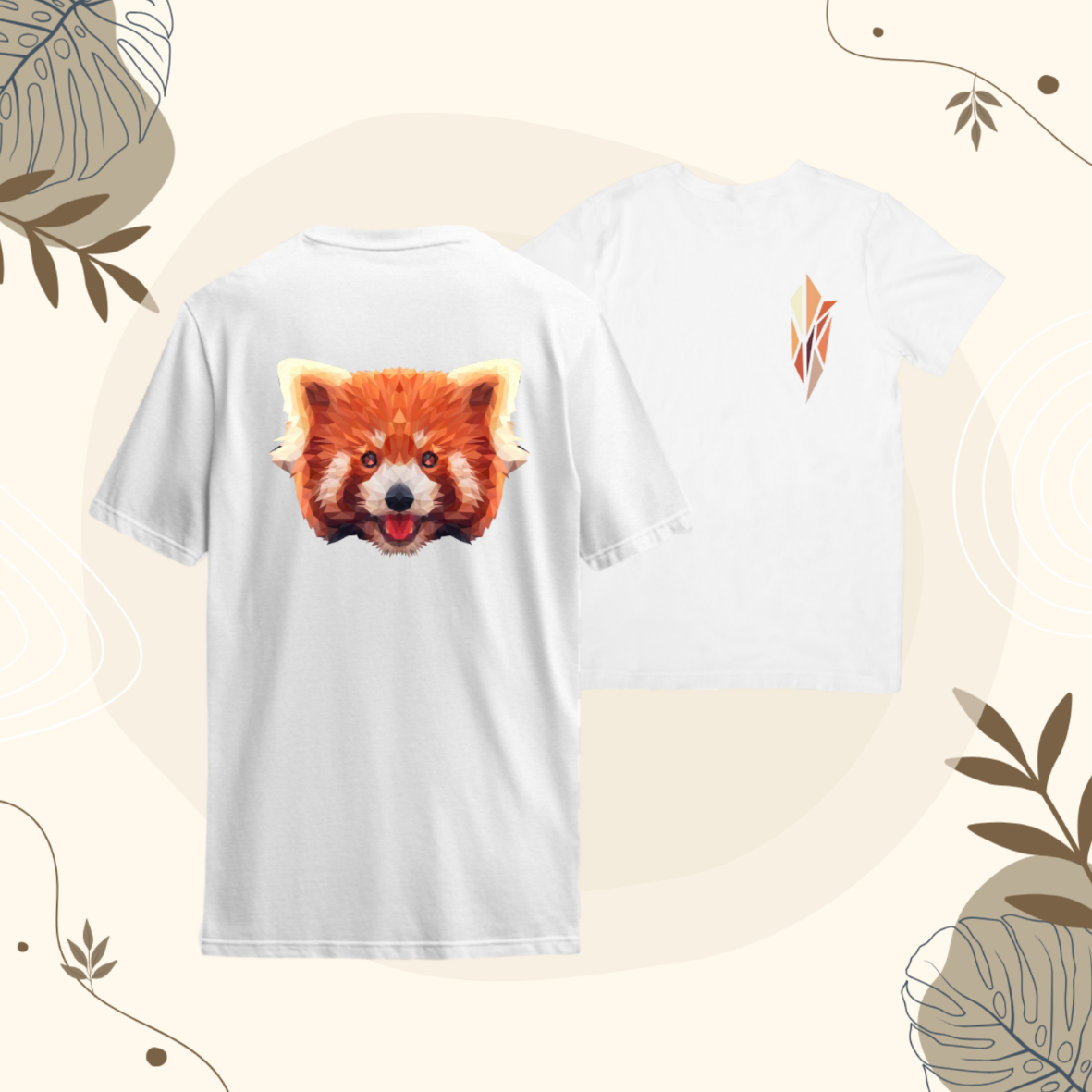 T-shirt Panda Roux Low Poly