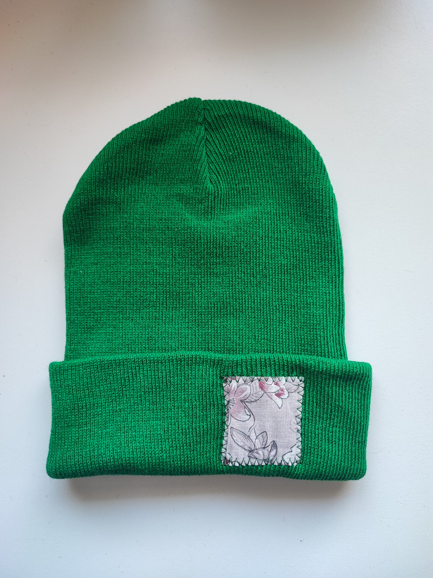 Bonnet Vert fleur grise