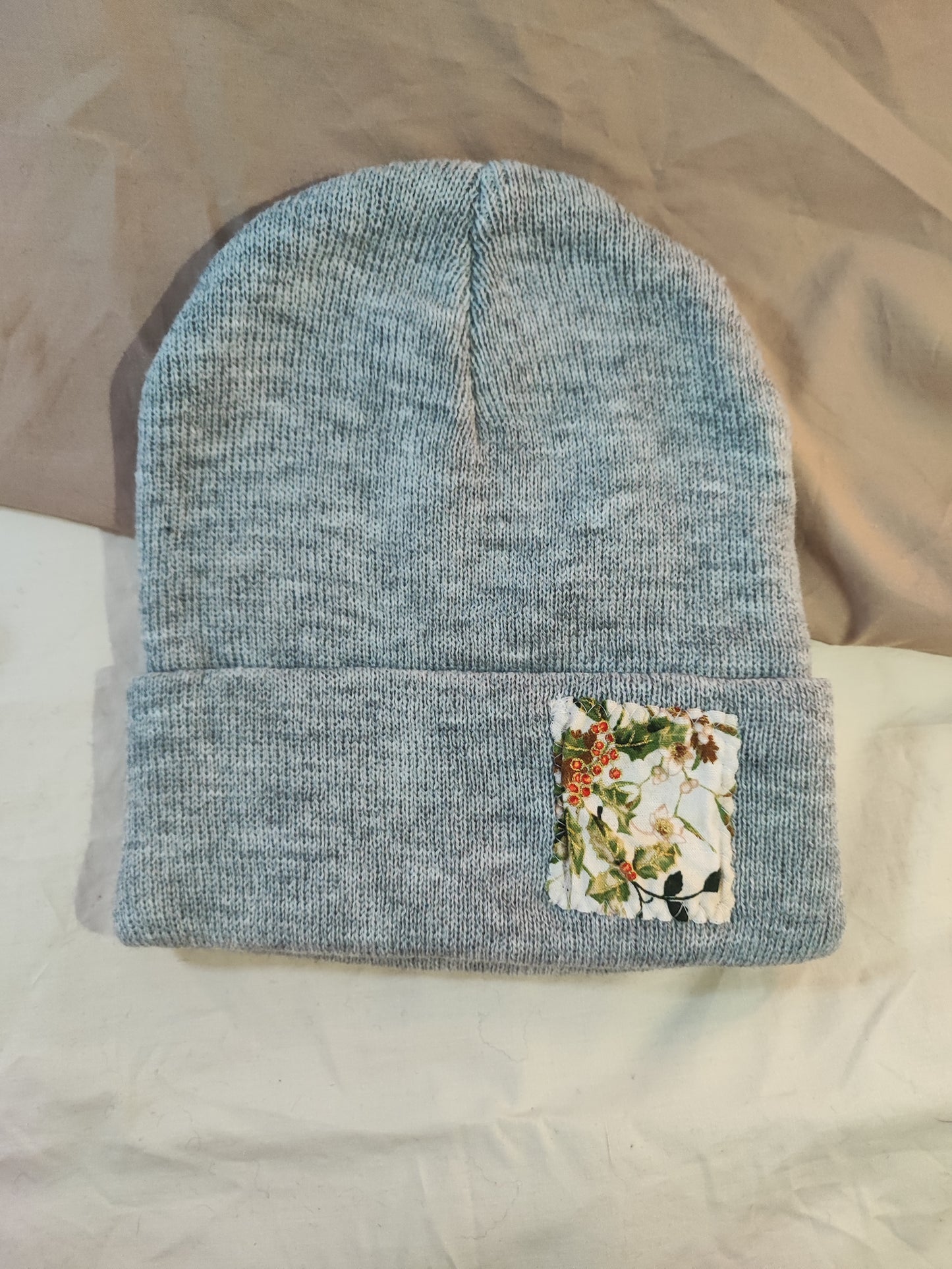 Bonnet Gris Houx de Noël