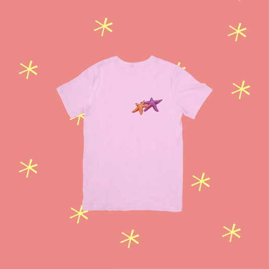 T-shirt 9/11 ans rose étoiles de mer
