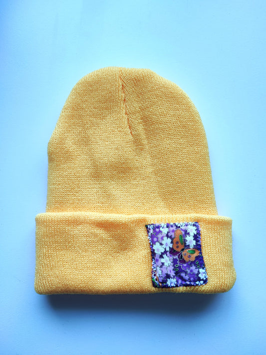 Bonnet Jaune Papillon violet