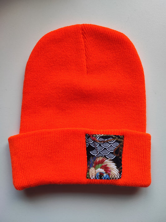 Bonnet orange japon bleu