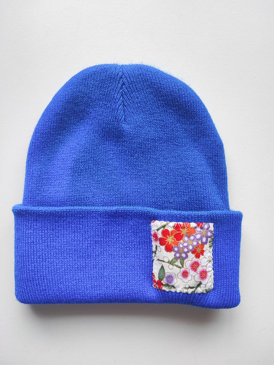 Bonnet bleu électrique bouquet Floral